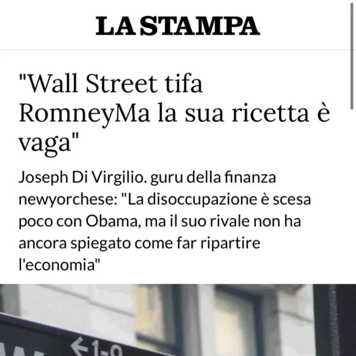 La Stampa interview with Joseph Di Virgilio